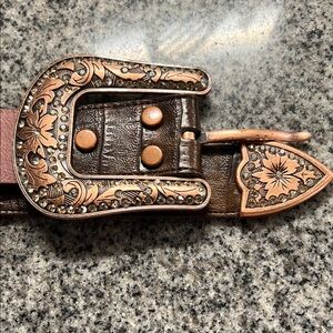 Shyanne Brown Leather Belt with Decorative Buckle
